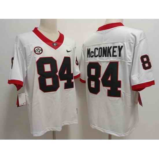 Men Georgia Bulldogs #84 Ladd McConkey White College Football Game Jersey